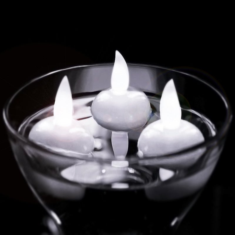 Novelty Place 12Pcs Waterproof Flameless Floating Tealights, LED Floating Candles Cool White Flickering Tea Lights - Battery Operated Candles Decoration for Wedding, Christmas, Party, Pool, Pond - Image 4